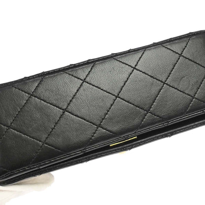 Chanel 1989-1991 Black Lambskin Turnlock Mini Full Flap Shoulder Bag