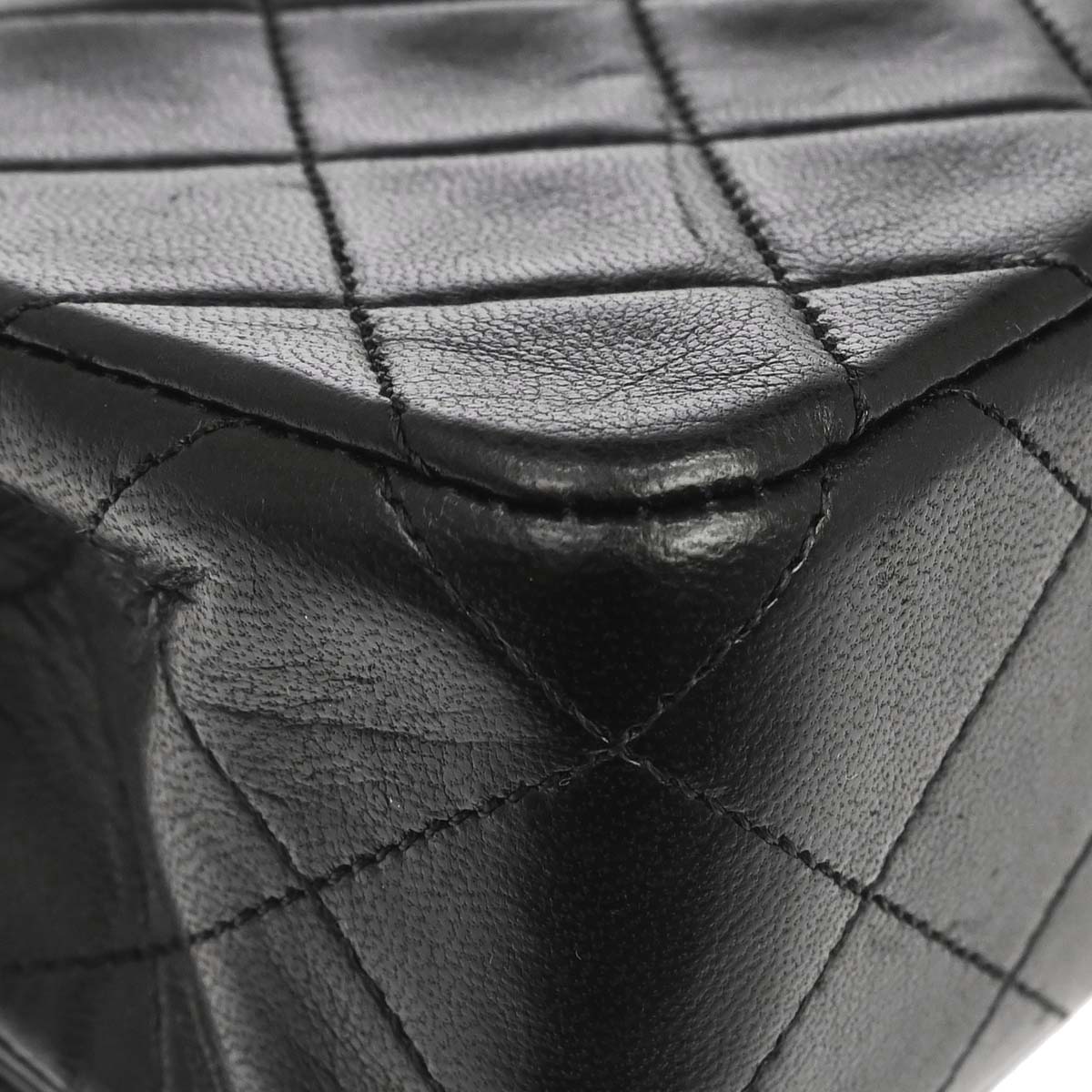 Chanel 1989-1991 Black Lambskin Turnlock Mini Full Flap Shoulder Bag