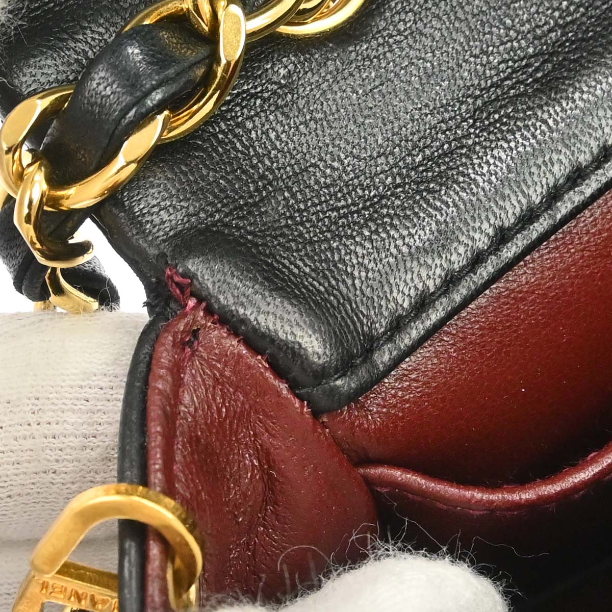 Chanel 1989-1991 Black Lambskin Turnlock Mini Full Flap Shoulder Bag