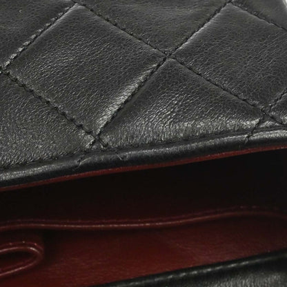 Chanel 1989-1991 Black Lambskin Turnlock Mini Full Flap Shoulder Bag