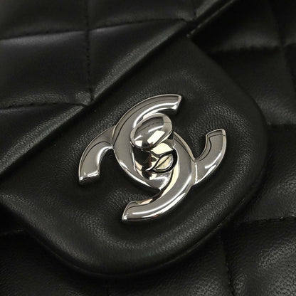 Chanel 2013-2014 Black Lambskin Medium Classic Double Flap Shoulder Bag