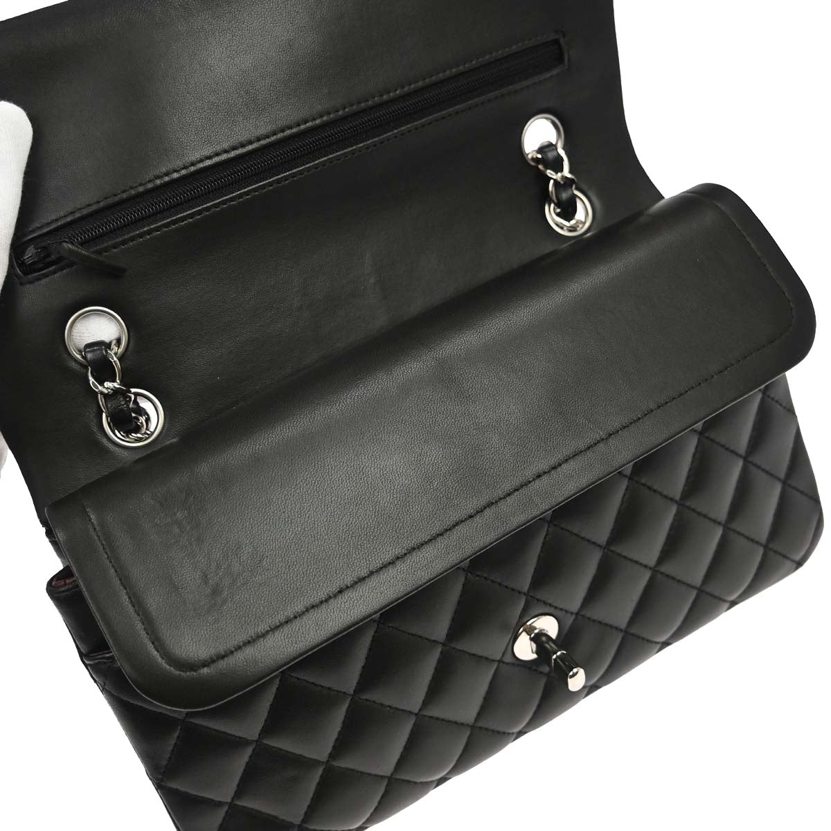 Chanel 2013-2014 Black Lambskin Medium Classic Double Flap Shoulder Bag