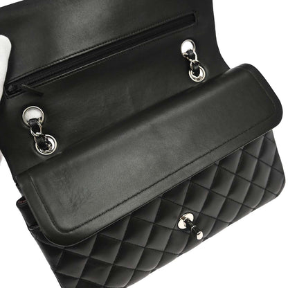 Chanel 2013-2014 Black Lambskin Medium Classic Double Flap Shoulder Bag