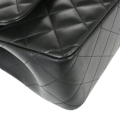 Chanel 2018 Black Lambskin Jumbo Classic Double Flap Shoulder Bag