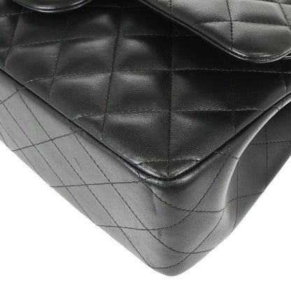 Chanel 2018 Black Lambskin Jumbo Classic Double Flap Shoulder Bag