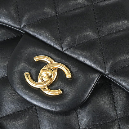 Chanel 2018 Black Lambskin Jumbo Classic Double Flap Shoulder Bag