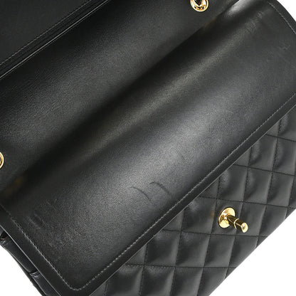 Chanel 2018 Black Lambskin Jumbo Classic Double Flap Shoulder Bag