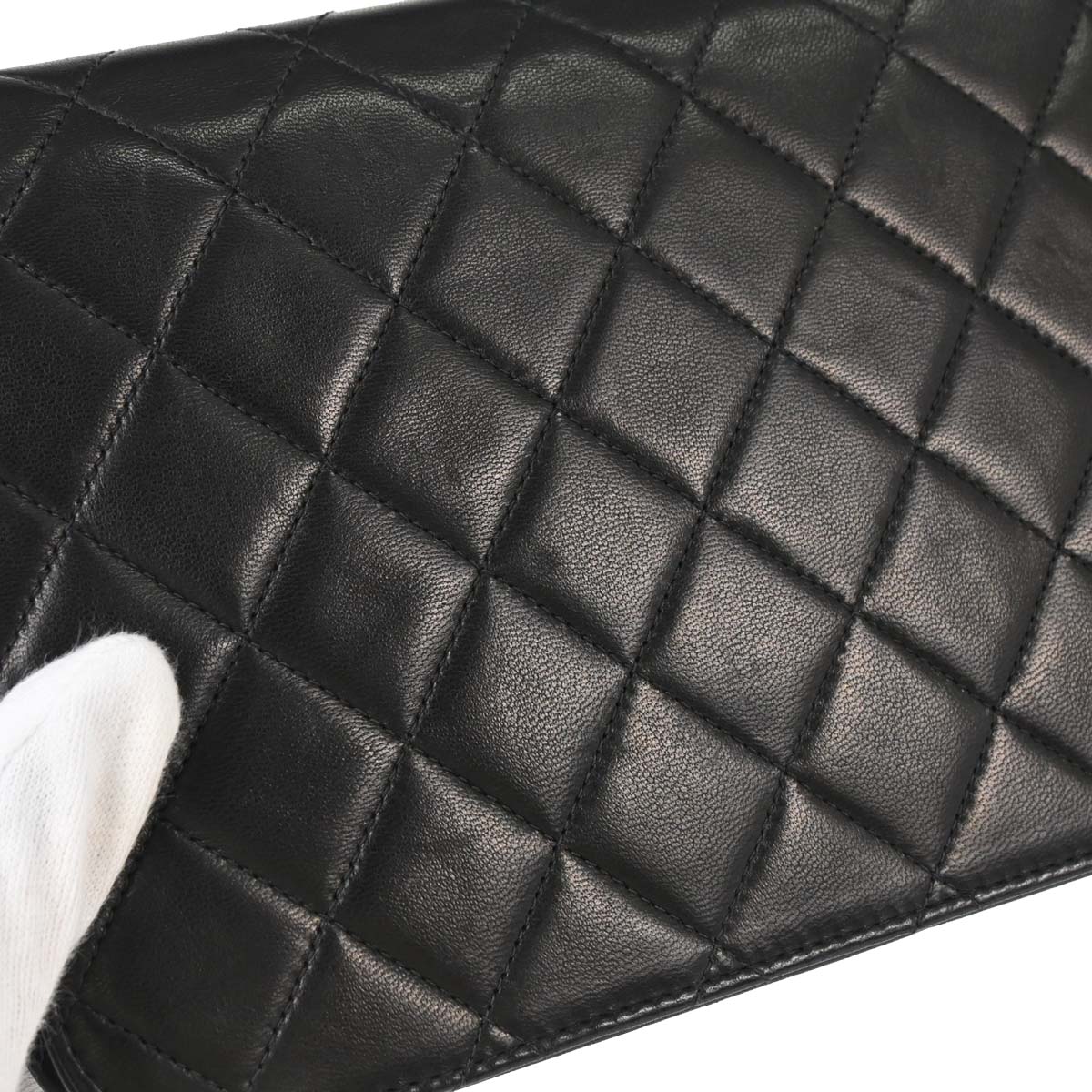 Chanel 1997-1999 Black Lambskin Pushlock Small Full Flap Shoulder Bag