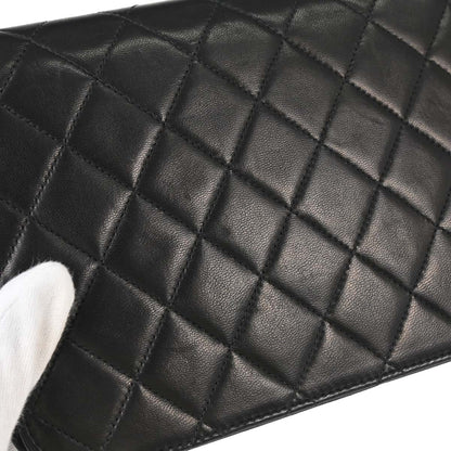 Chanel 1997-1999 Black Lambskin Pushlock Small Full Flap Shoulder Bag