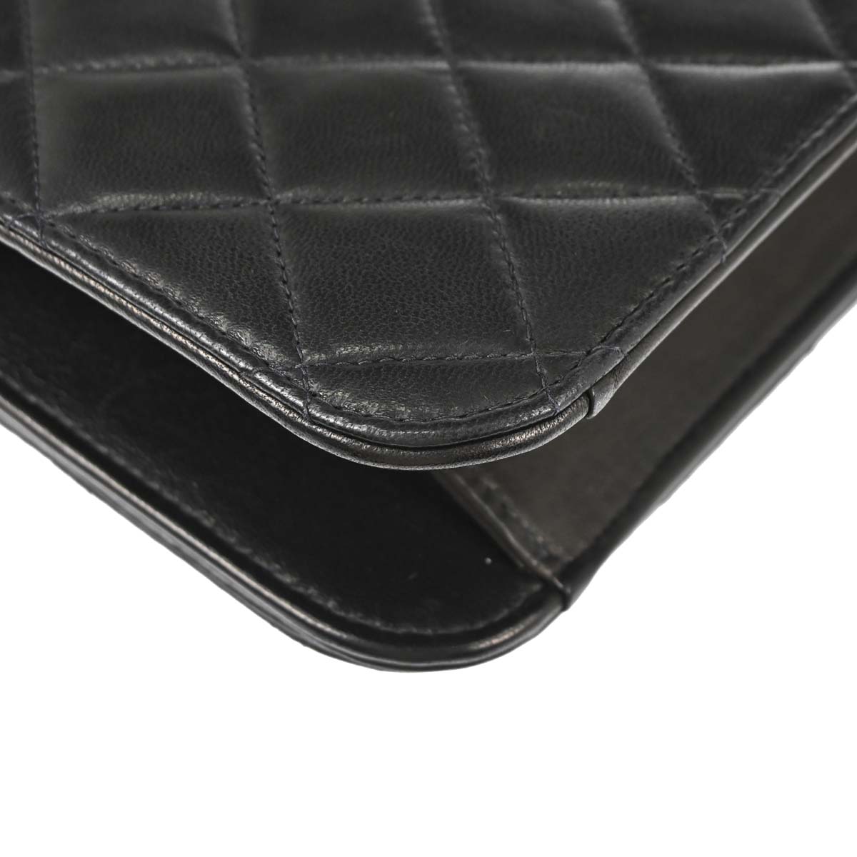 Chanel 1997-1999 Black Lambskin Pushlock Small Full Flap Shoulder Bag