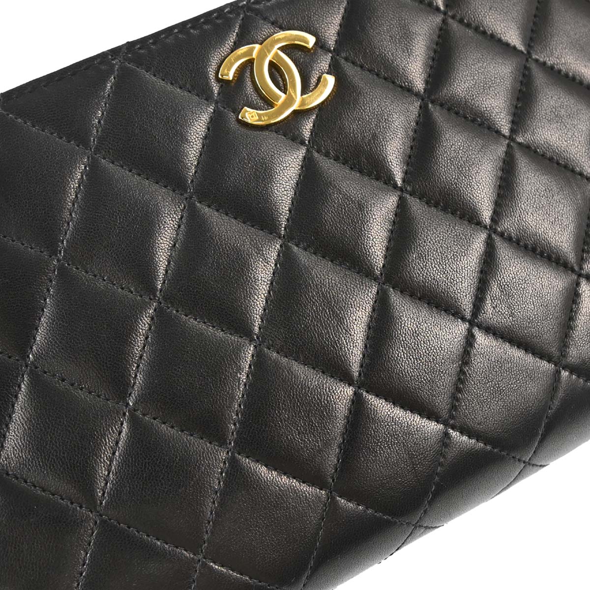 Chanel 1997-1999 Black Lambskin Pushlock Small Full Flap Shoulder Bag
