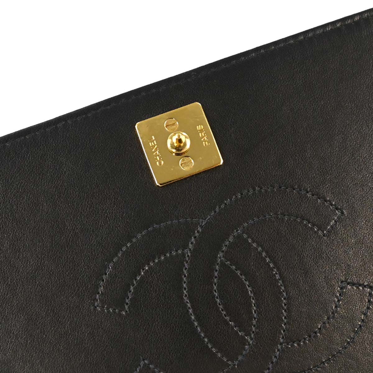 Chanel 1997-1999 Black Lambskin Pushlock Small Full Flap Shoulder Bag
