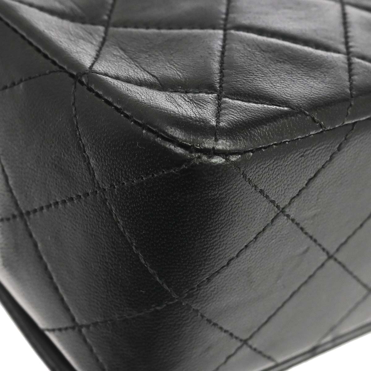 Chanel 1989-1991 Black Lambskin Turnlock Small Full Flap Shoulder Bag