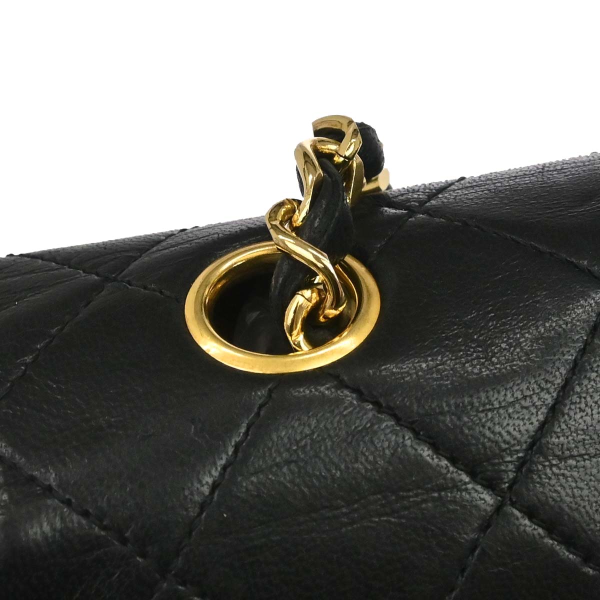 Chanel 1989-1991 Black Lambskin Turnlock Small Full Flap Shoulder Bag
