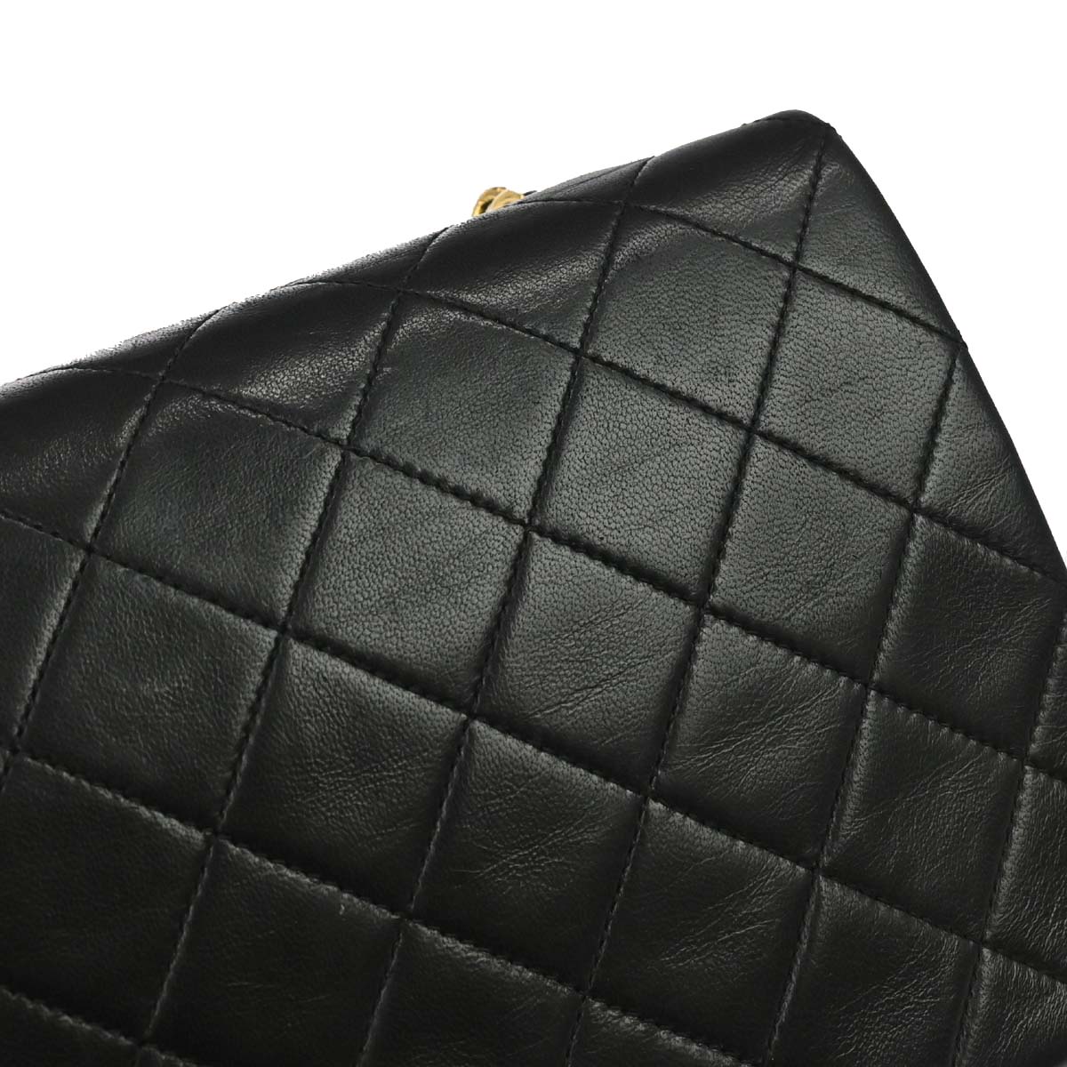 Chanel 1989-1991 Black Lambskin Turnlock Small Full Flap Shoulder Bag