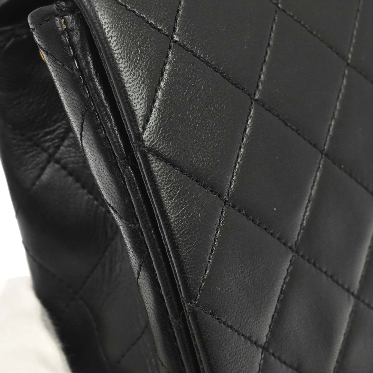 Chanel 1989-1991 Black Lambskin Turnlock Small Full Flap Shoulder Bag