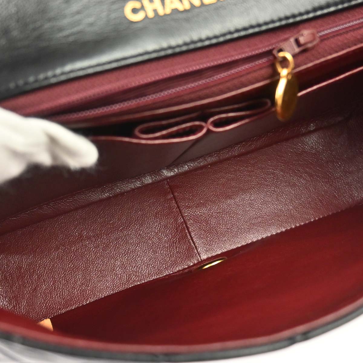 Chanel 1989-1991 Black Lambskin Turnlock Small Full Flap Shoulder Bag