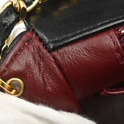 Chanel 1989-1991 Black Lambskin Turnlock Small Full Flap Shoulder Bag