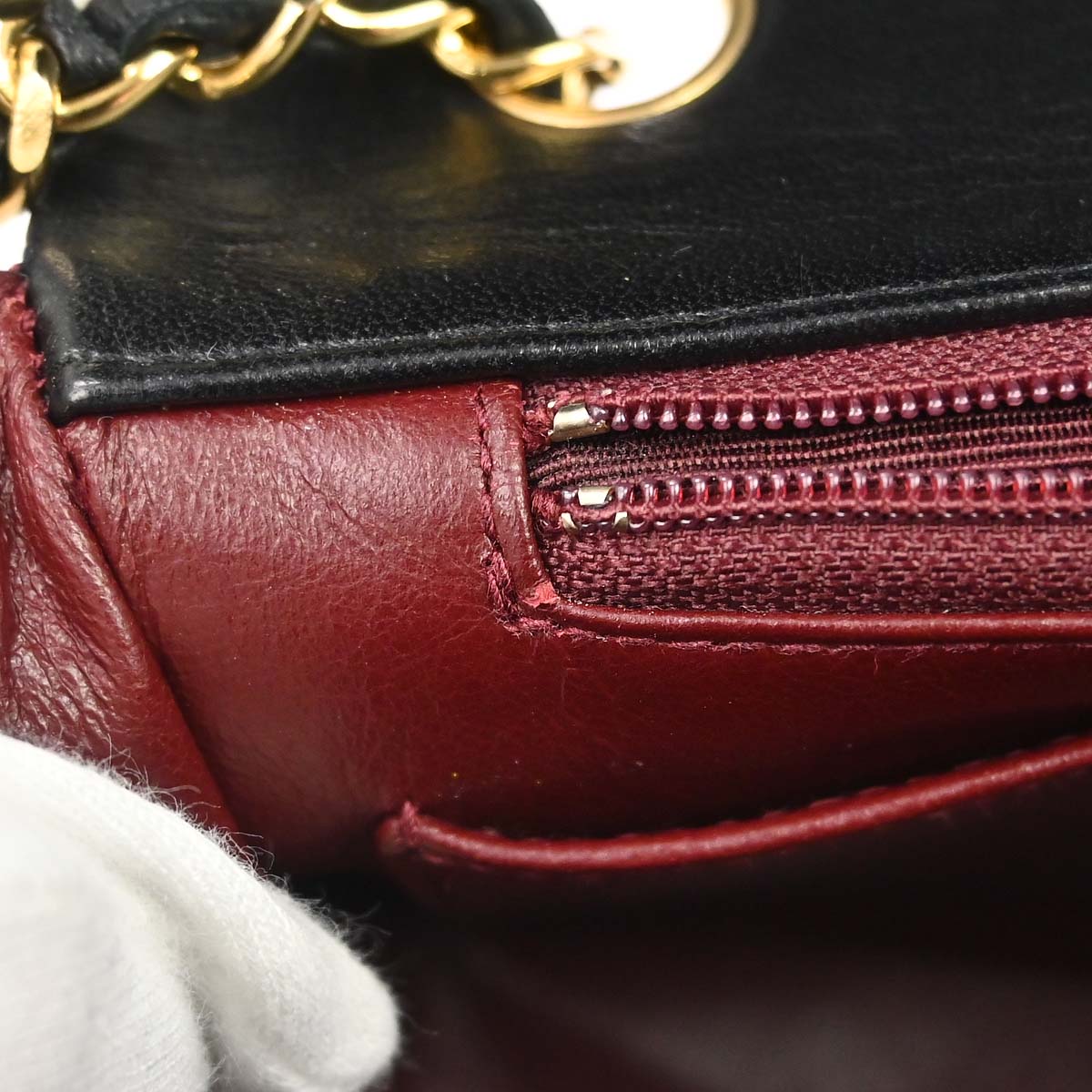 Chanel 1989-1991 Black Lambskin Turnlock Small Full Flap Shoulder Bag