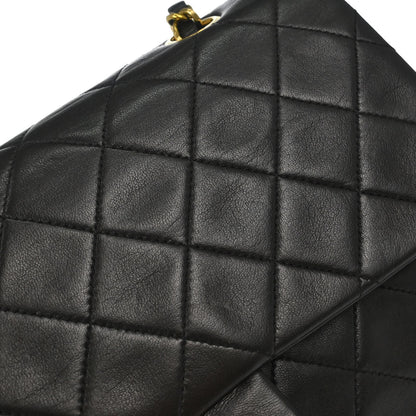 Chanel 1991-1994 Black Lambskin Medium Classic Double Flap Shoulder Bag