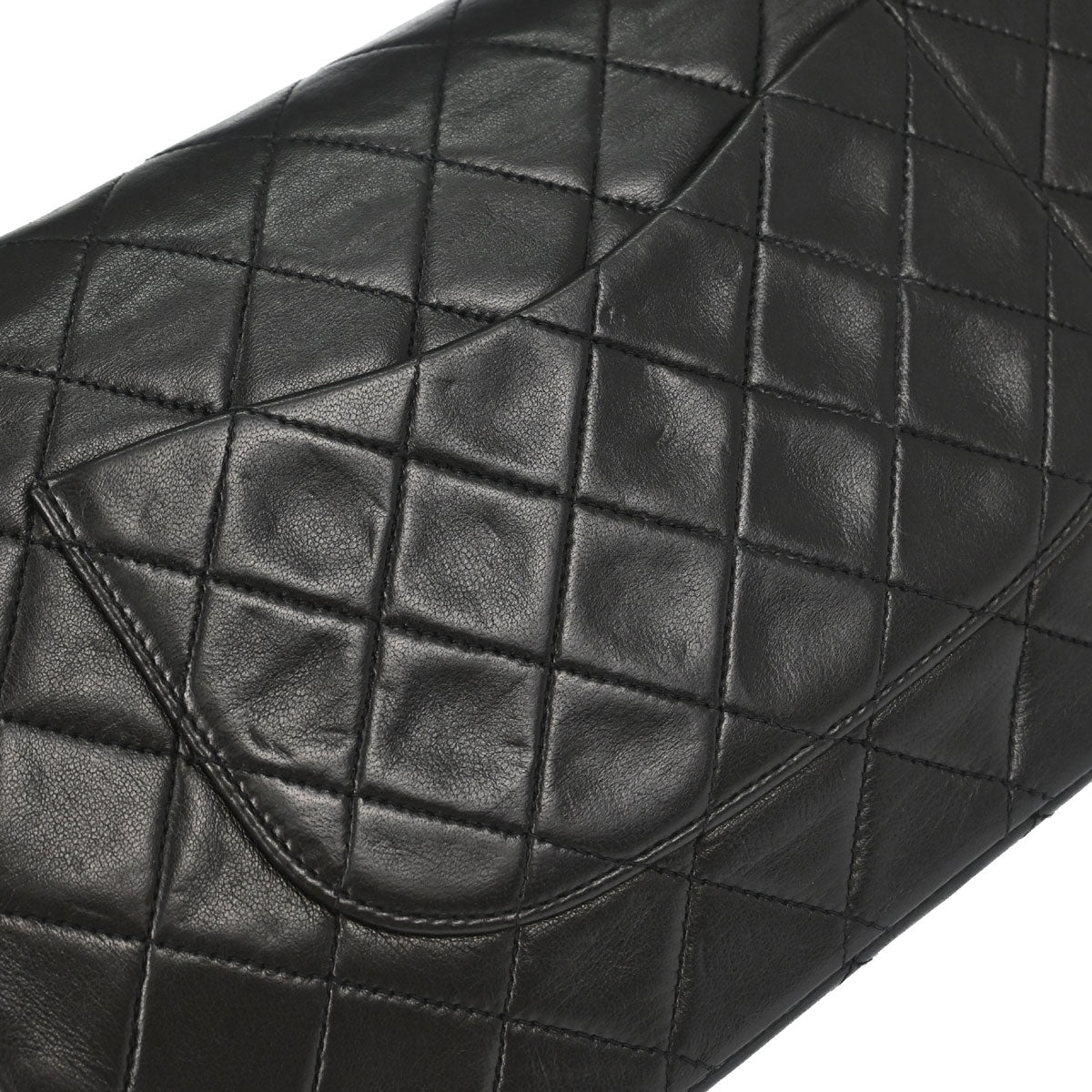 Chanel 1991-1994 Black Lambskin Medium Classic Double Flap Shoulder Bag