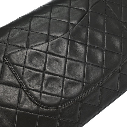 Chanel 1991-1994 Black Lambskin Medium Classic Double Flap Shoulder Bag