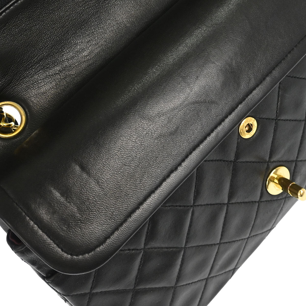 Chanel 1991-1994 Black Lambskin Medium Classic Double Flap Shoulder Bag