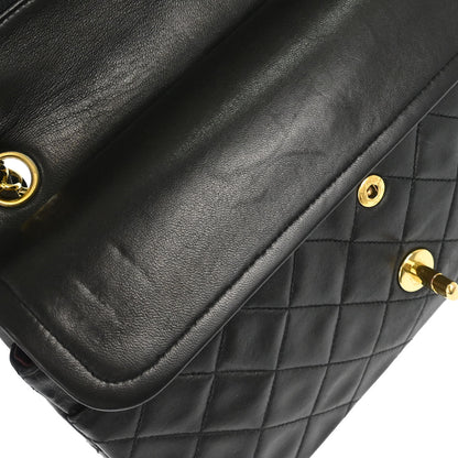 Chanel 1991-1994 Black Lambskin Medium Classic Double Flap Shoulder Bag