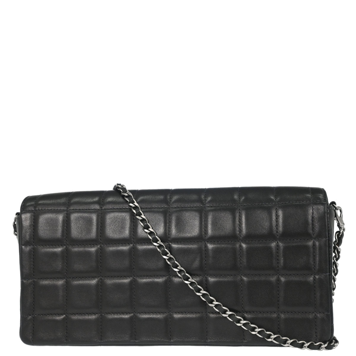 Chanel 2000-2002 Black Lambskin Choco Bar East West Shoulder Bag