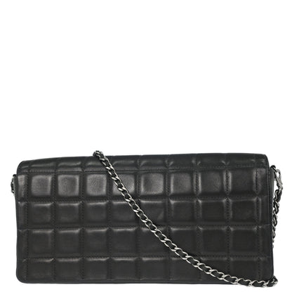 Chanel 2000-2002 Black Lambskin Choco Bar East West Shoulder Bag