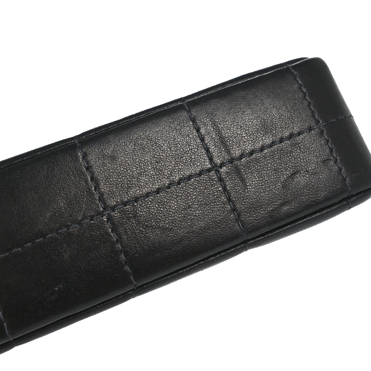 Chanel 2000-2002 Black Lambskin Choco Bar East West Shoulder Bag