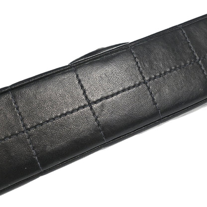 Chanel 2000-2002 Black Lambskin Choco Bar East West Shoulder Bag
