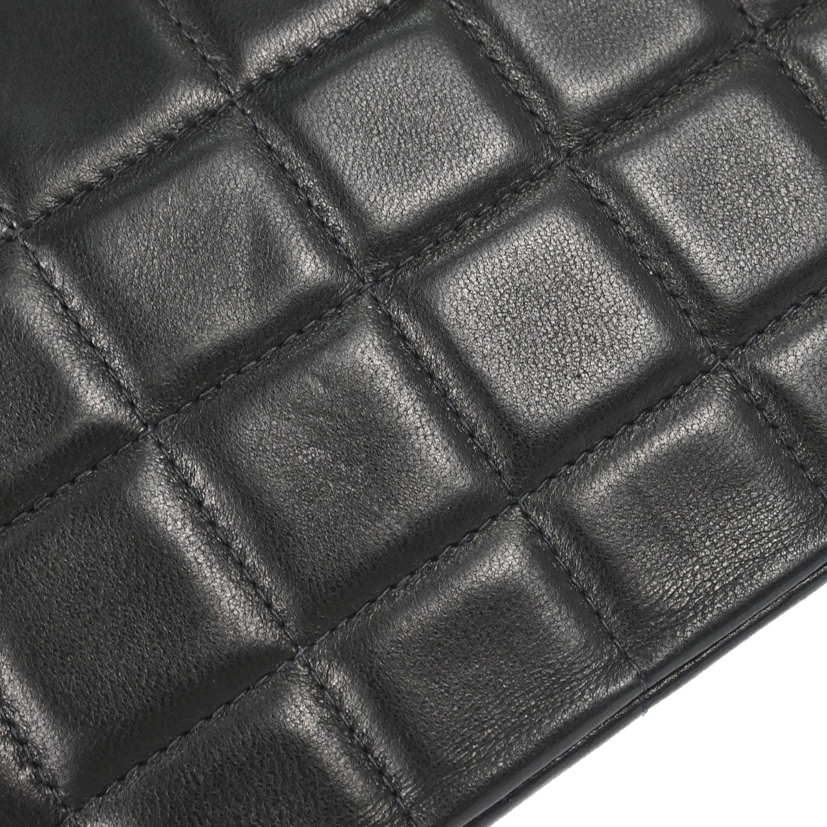 Chanel 2000-2002 Black Lambskin Choco Bar East West Shoulder Bag