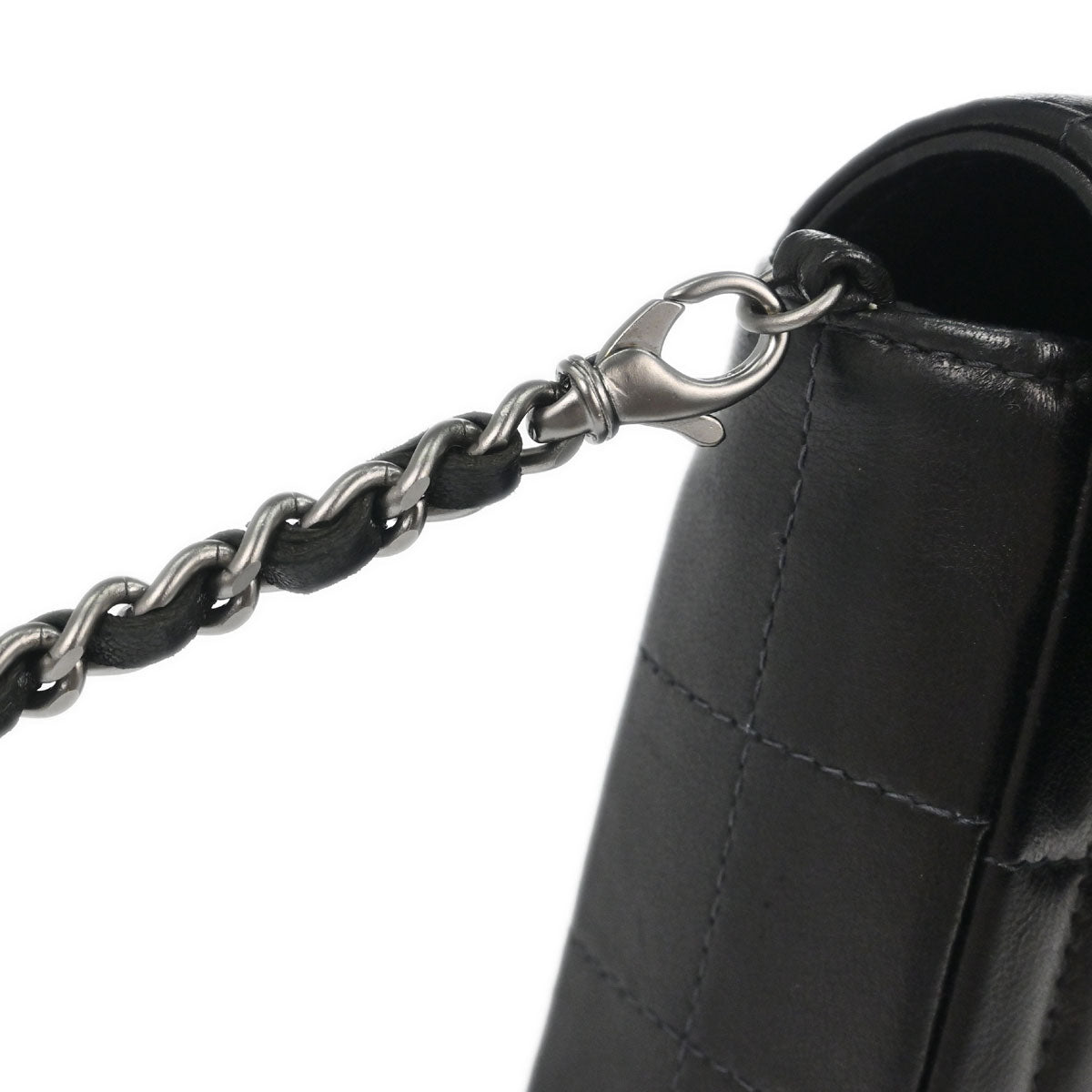Chanel 2000-2002 Black Lambskin Choco Bar East West Shoulder Bag