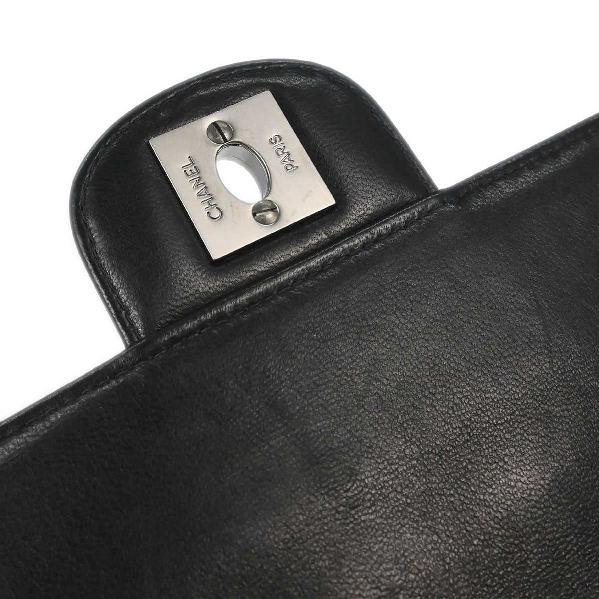 Chanel 2000-2002 Black Lambskin Choco Bar East West Shoulder Bag