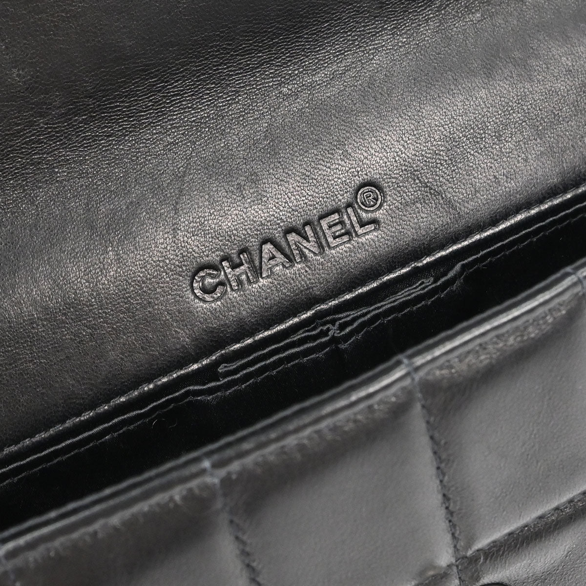 Chanel 2000-2002 Black Lambskin Choco Bar East West Shoulder Bag