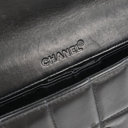 Chanel 2000-2002 Black Lambskin Choco Bar East West Shoulder Bag