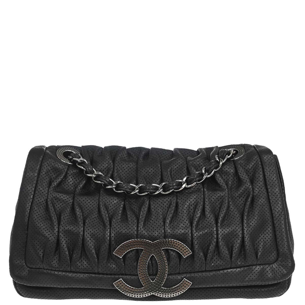 Chanel Black Perforated Lambskin Shoulder Bag