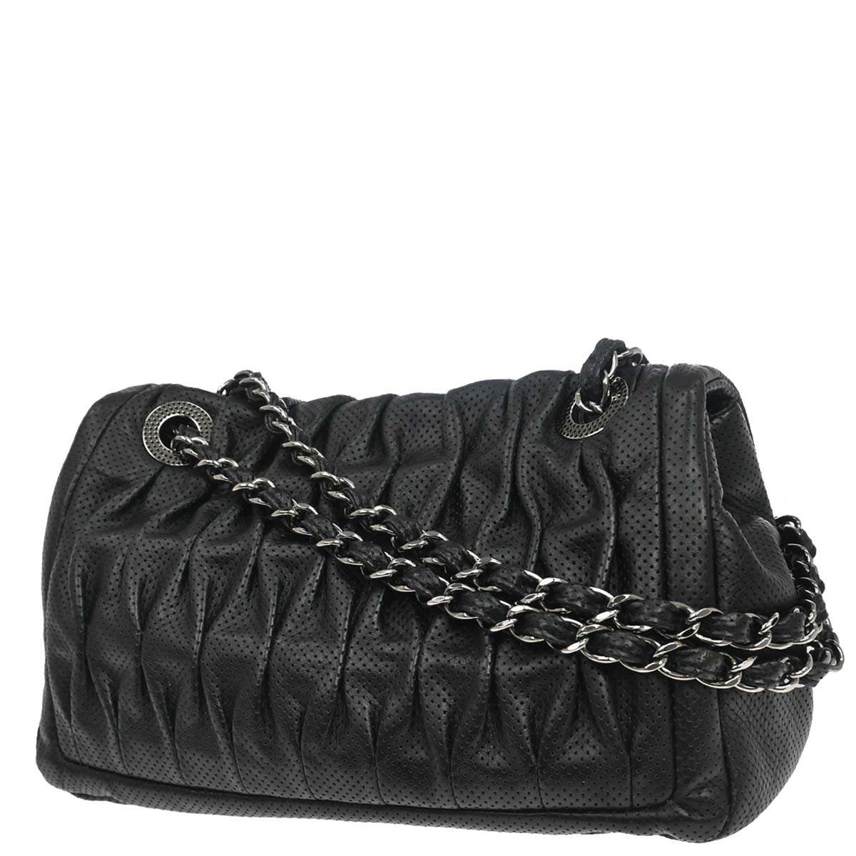 Chanel Black Perforated Lambskin Shoulder Bag