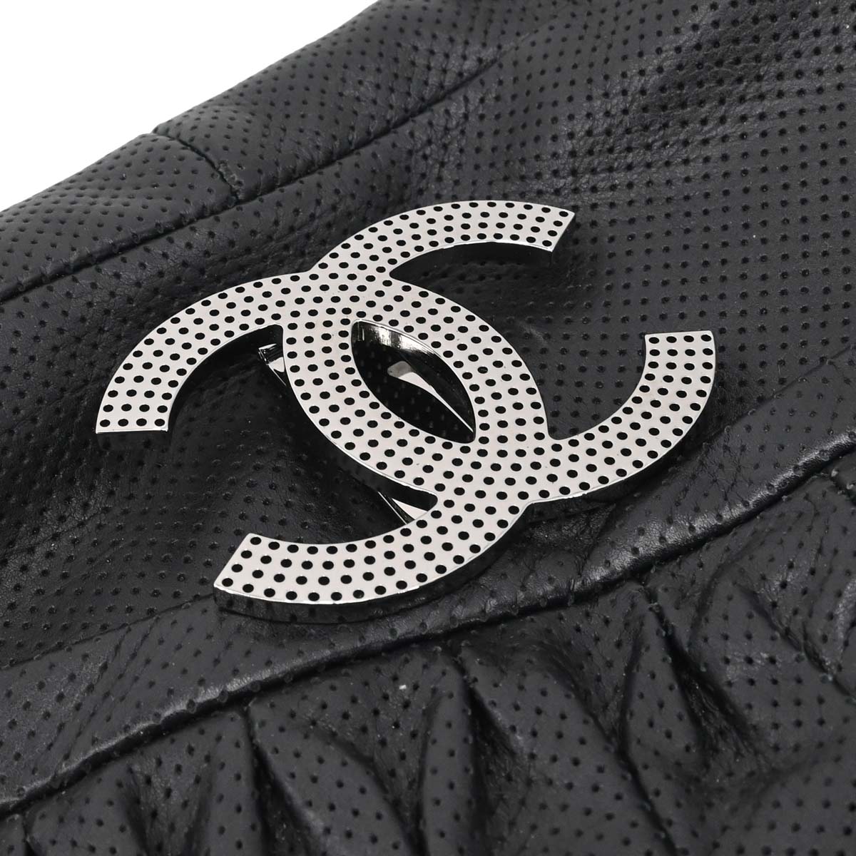 Chanel Black Perforated Lambskin Shoulder Bag