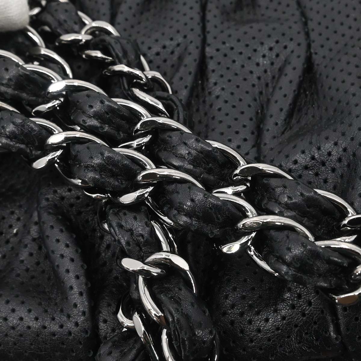 Chanel Black Perforated Lambskin Shoulder Bag