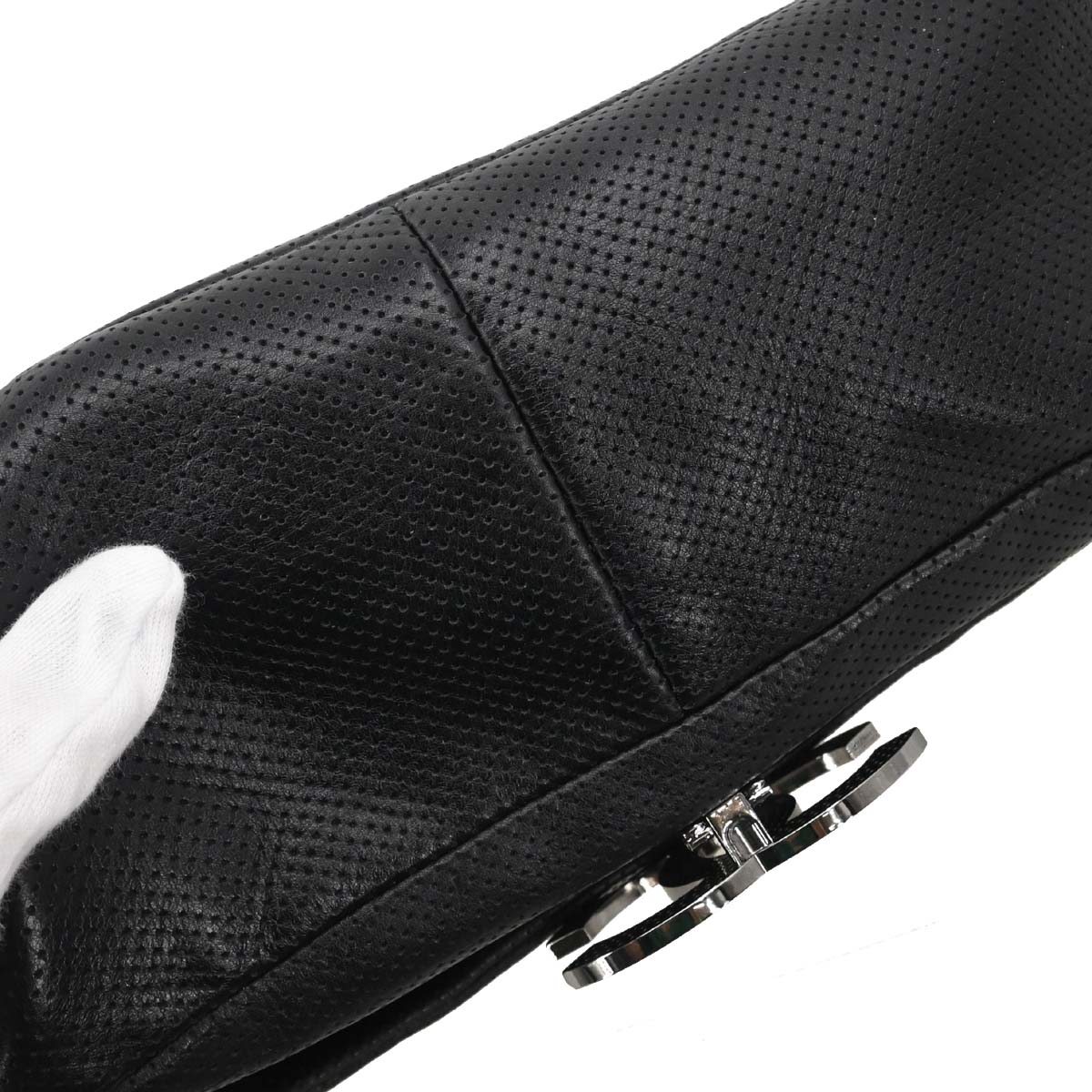 Chanel Black Perforated Lambskin Shoulder Bag