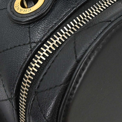 Chanel Black Calfskin Goatskin Coco Curve Vanity Bag 2way Shoulder Handbag