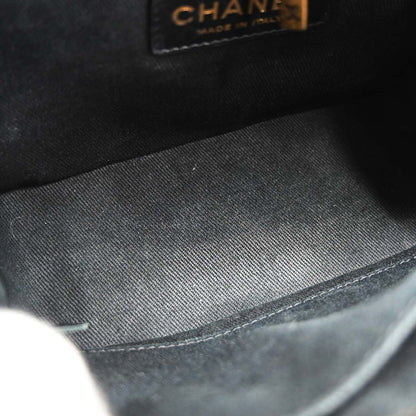 Chanel Black Calfskin Goatskin Coco Curve Vanity Bag 2way Shoulder Handbag