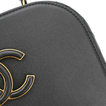 Chanel Black Calfskin Goatskin Coco Curve Vanity Bag 2way Shoulder Handbag