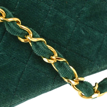 Chanel Green Velvet Straight Flap Shoulder Bag