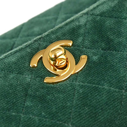 Chanel Green Velvet Straight Flap Shoulder Bag