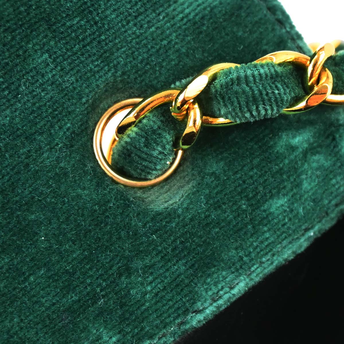 Chanel Green Velvet Straight Flap Shoulder Bag