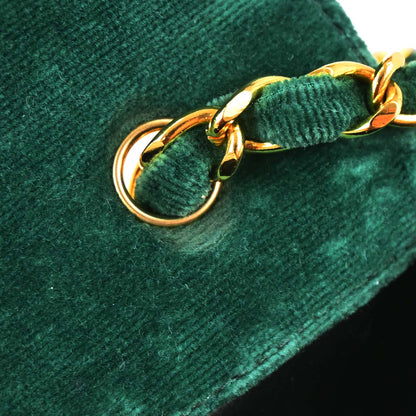 Chanel Green Velvet Straight Flap Shoulder Bag