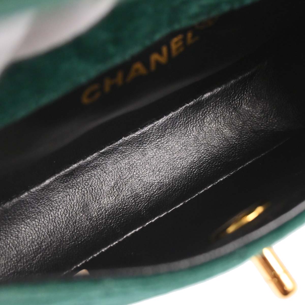 Chanel Green Velvet Straight Flap Shoulder Bag